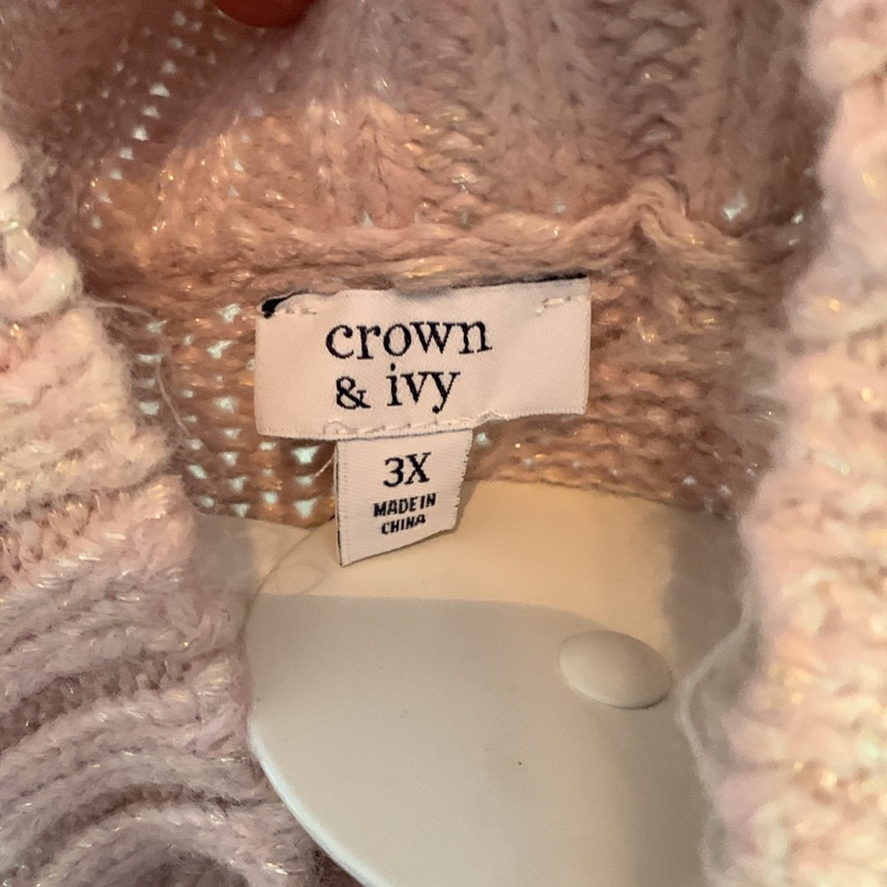 Crown & Ivy plus size cable knit sweater in blush‎ pink. NWT. Retail 79.50 - Picture 8 of 9